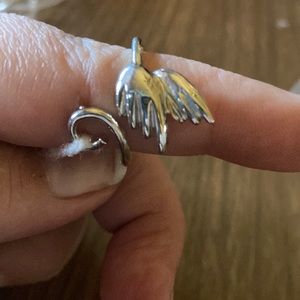 Silver tone Dragon wing ring